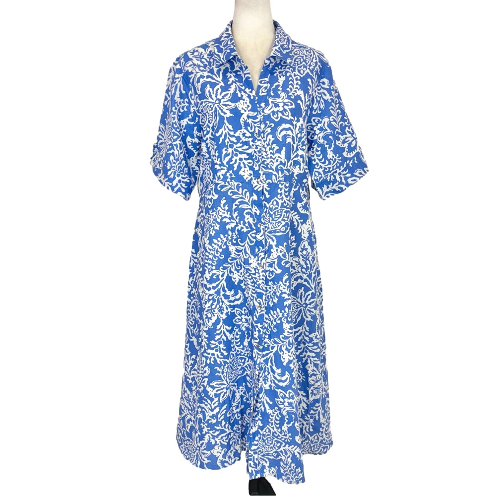 Zara blue floral shirt dress, NWT